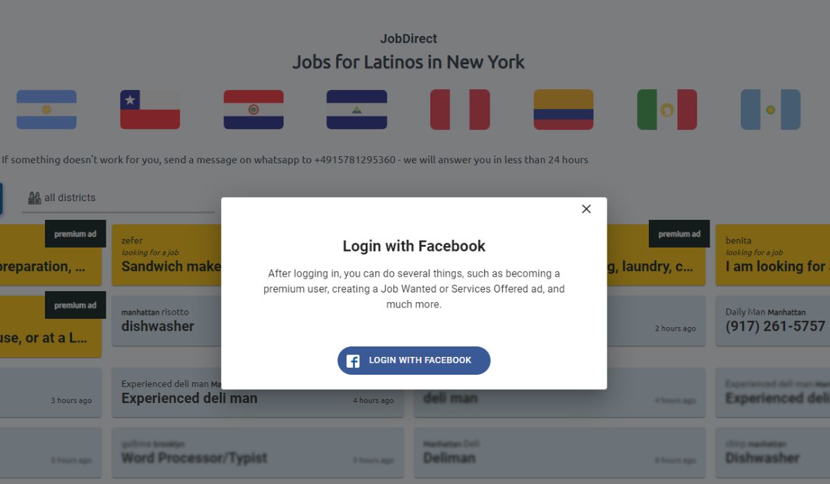 Create an Account or Login With Facebook on Jobdirecto