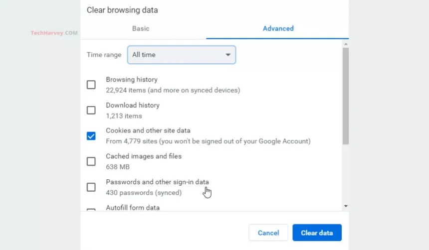 Clear Cache & Cookies of Browser